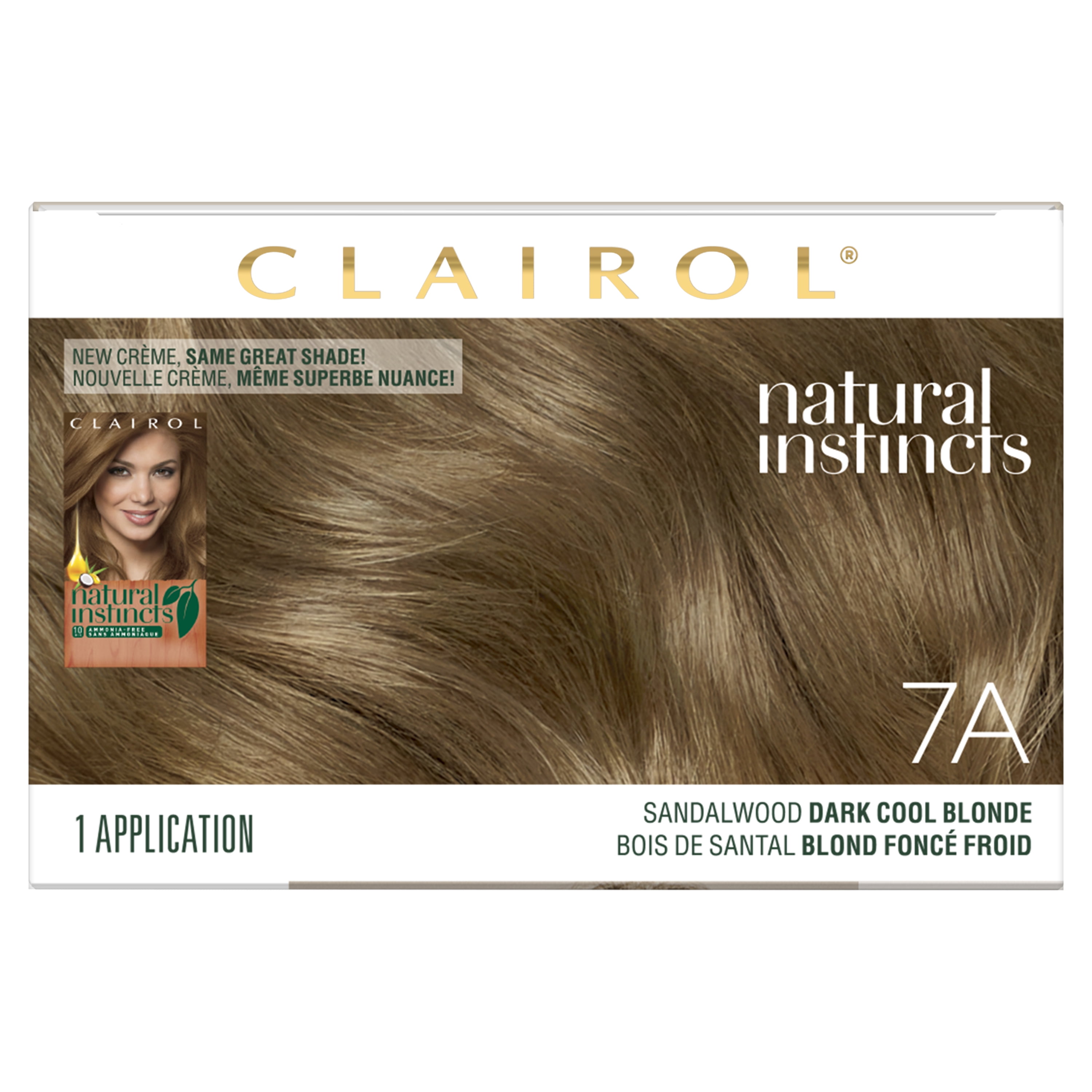 Clairol Natural Instincts Demi-Permanent Hair Color Creme, 7A Dark Cool Blonde, Hair Dye, 1 Application