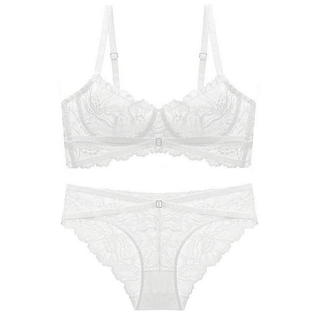 HHH French Ultra-Thin Sexy Lace Lingerie Big Chest Small Breast Holding Sponge-Free Sexy Lace Bra Set