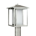 thumbnail image 1 of Generation Hunnington Pewter Outdoor Post Lantern with Seeded Glass Shade, 1 of 1