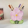 thumbnail image 5 of Gmogad Chinoiserie Ceramic Pen Holder 4.8" Multi-Functional Makeup Brush Pot Cute Flower Design Desk Organizer for Office Home Decor, 5 of 6