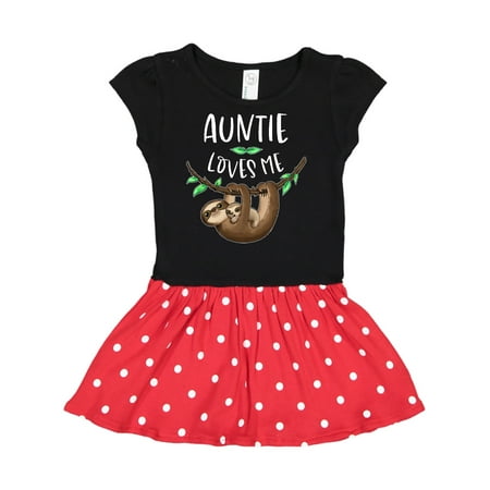 

Inktastic Auntie Loves Me Cute Sloth and Baby Gift Toddler Girl Dress
