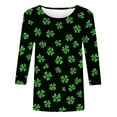 thumbnail image 2 of Xuyuer St. Patrick's Day Womens Fashion 3/4 Sleeve Round Neck Casual Cute T Shirts Shamrock Printed Graphic Tunic Blouses Tee Casua Basic Business Work Tops, 2 of 5