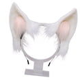 thumbnail image 3 of Diadema de orejas de peluche, bonita, cómoda, fina, esponjosa, con orejas de animal y esqueleto blanco, 3 of 12