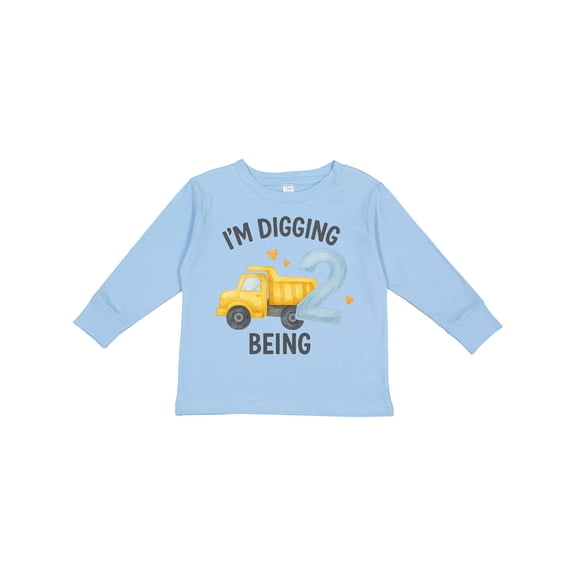 Inktastic I'm Digging Being 2 Birthday Truck Boys or Girls Long Sleeve Toddler T-Shirt