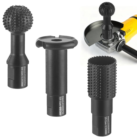 3 PCS Wood Carving Grinder Set, Ball Gouge Burr Attachments with 5/8-11 Thread, Power Carving Tools for 4.5 and 5 in Angle Grinder, Rotary Grinding Set for Wood Shaping Hollowing Slotting
