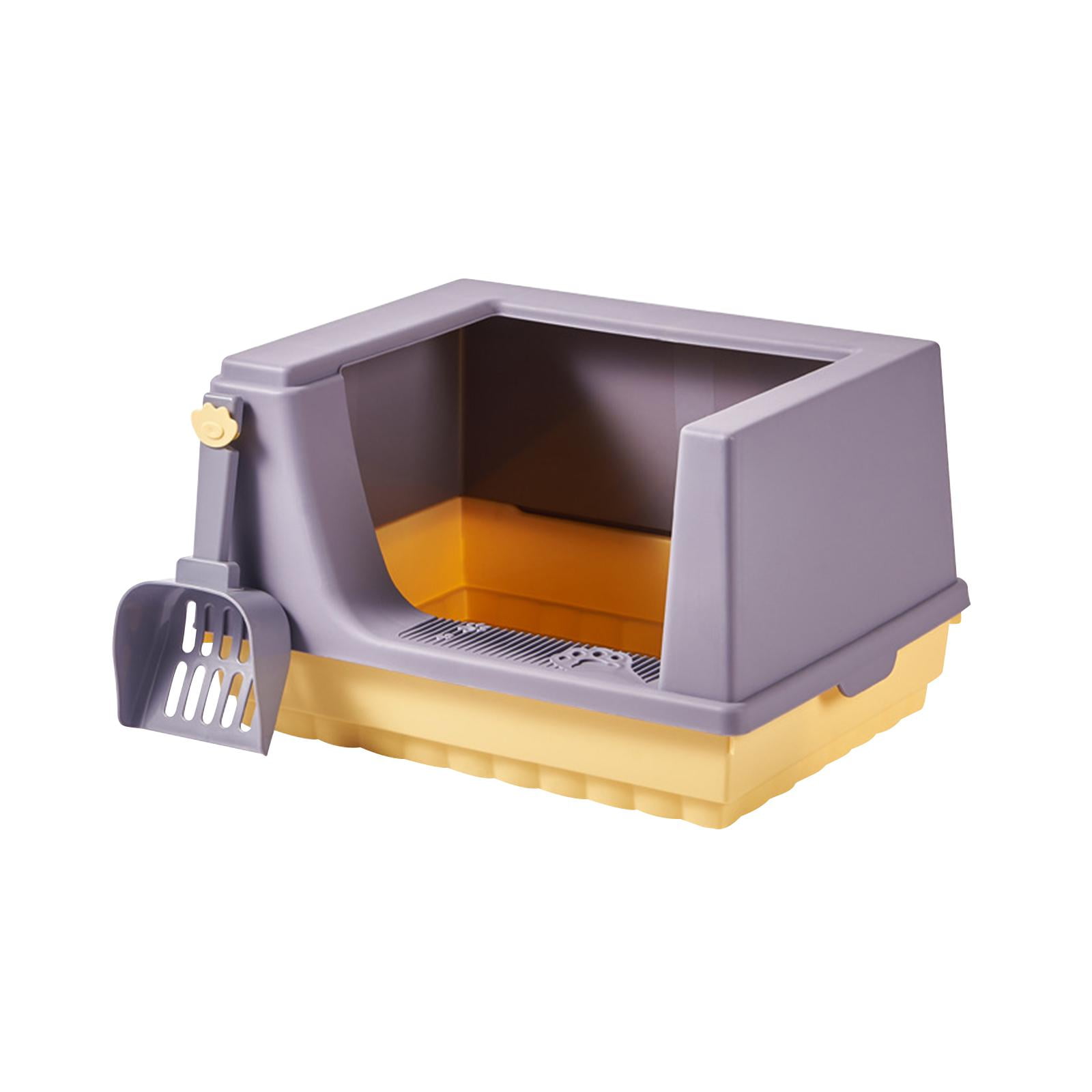 Bvdfgk Cat Litter Box Litter Tray Bottom Detachable Semi Enclosed with Portable Antiing Purple L