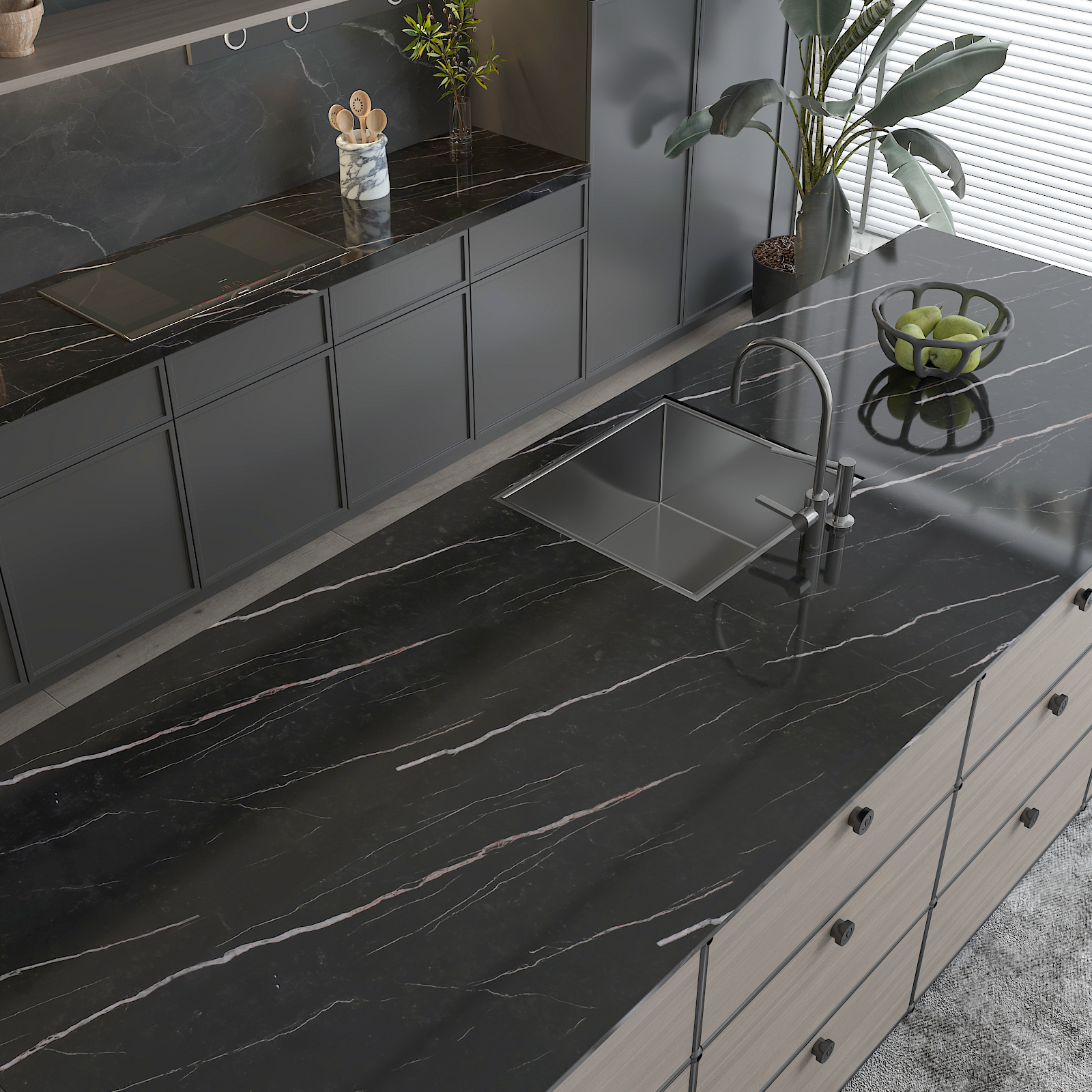 CHIHUT Light Black Marble Contact Paper for Countertop Waterproof Peel and Stick Marble Wallpaper for Bathroom Glossy Wall Paper Self Adhesive Removable Vinyl Roll for Kitchen Cabinet 12"x100"