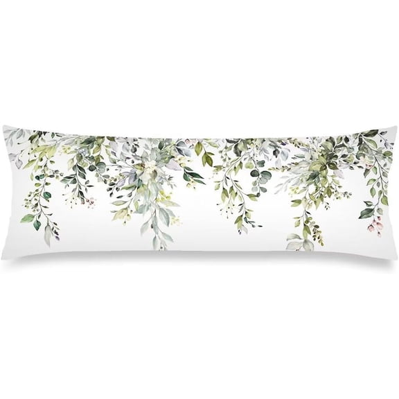 Floral Spring Body Pillow Cover Vintage Wild Flowers Decor Leaves Sage Green Cushion Long Pillowcase with Zipper Farmhouse Wildflower Plant Decorative Bedding Pillow Cases for Bedroom,Couch,20"x54"