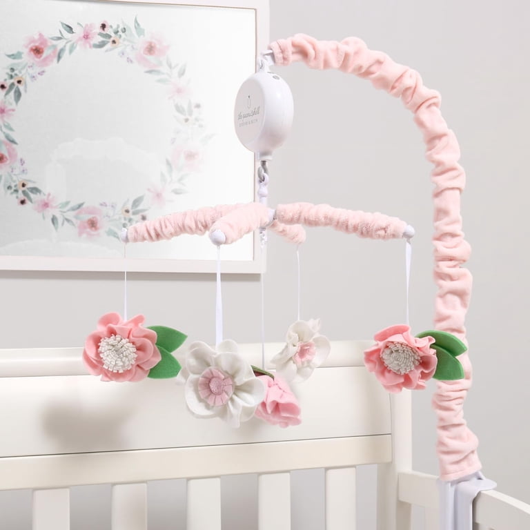 The Peanutshell Pink Floral Musical Crib Mobile for Girls photo 4