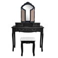 thumbnail image 2 of Tri-Folding Mirror 4 Drawers Dressing Table Home Bedroom Women Makeup Desk Stool Set, 2 of 10
