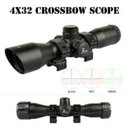 4X32 Crossbow Compact Multi Range Reticle Scope Red Green With Rings Lens Covers
