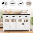thumbnail image 5 of Homfa Buffet Cabinet with 2 Large Drawers & Glass Doors, 55.1” W Kitchen Sideboard Storage Cabinet with Adjustable Shelves, Buffet Table Dining Room Cabinet, White & Black, 5 of 8