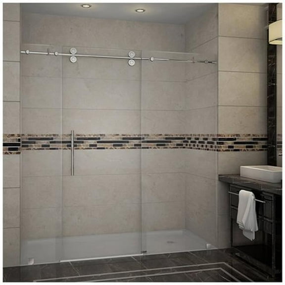 Langham 72 x 75 in. Completely Frameless Sliding Shower Door in Chrome