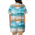 thumbnail image 6 of Fotbe Sunny Ocean Waves Print Pajama Set for Women 2 Piece Loungewear Short Sleeve Tops and Shorts Set Soft Sleepwear-Medium, 6 of 7