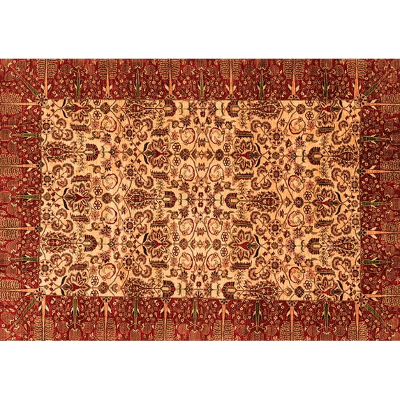 Ahgly Company Indoor Rectangle Abstract Orange Modern Area Rugs, 5' x 8'