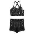 thumbnail image 3 of renvena Kids Girls Basic 2 Piece Active Dancewear Outfit Sequined Crop Top and Shorts Set, 3 of 7