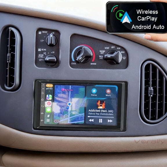 Eforcase Android 15 Car Radio for Ford E150 E250 E350 1998-2008 with Wireless Carplay Android Auto,7" HD Touch Screen Car Stereo with GPS/WiFi,Bluetooth,FM/RDS,SWC EQ AHD Backup Camera