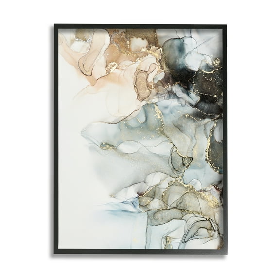 Stupell Industries Soft Ripples Abstraction Abstract Painting Black Framed Art Print Wall Art, 11 x 14