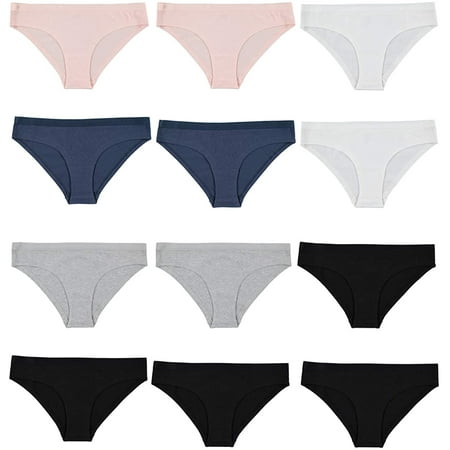 

Womens Bikini Panties Seamless Underwear - 12 Multi Pack - Comfy Cotton Pinch Free (Extra Large)