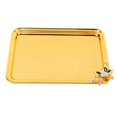 thumbnail image 1 of Bandeja para servir mesa Bandeja de servicio de alimentos rectangular decorativa de lujo ligera de estilo europeo con decoración floral para sala de estar KTV Hotel Gold L, 1 of 5