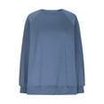 thumbnail image 6 of larppty Sweatshirt for Women Side Split Fall Fashion Long Sleeve Shirts Fall Outfits 2025 Fashion (Navy, M), 6 of 8