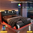 thumbnail image 4 of VanAcc Queen Floating Bed Frame With LED Lights, Modern Faux Leather Upholstered Platform Bed, Black, 4 of 8