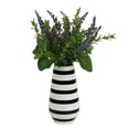 thumbnail image 1 of Artificial Lavender with Mixed Plant Foliage Striped Vase - Purple, 1 of 1