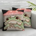 thumbnail image 3 of Qinduosi  Cartoon Mushroom Frog Outdoor Throw Pillow Covers Soft Cute Frog Cushion Covers for for Couch Sofa Natural Wild Fungus Decor Pillowcases Pink Mushroom Outdoor Pillows Covers White, 3 of 5