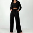 thumbnail image 4 of Winter Savings Clearance! Lindreshi 2 Piece Lounge Set for Women Clearance Womens Fall Track Suits 3 Piece Outfits Matching Sets Ribbed Knit Cardigan Cropped Tank Tops Wide Leg Pants, 4 of 9