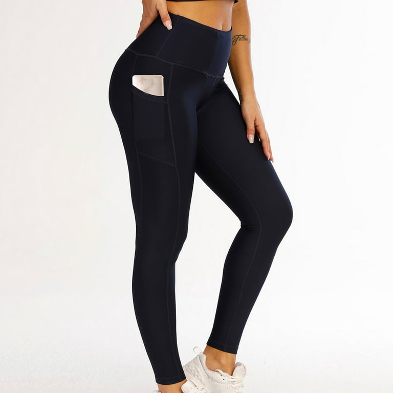 Leggings for Women with Pocket Casual High Waisted Solid Color