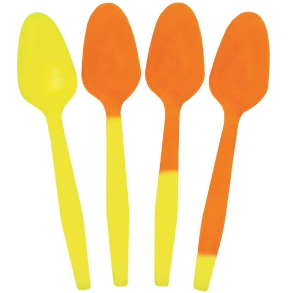 [25 Count] Crazy Color Changing Plastic Spoons Yellow to Orange When