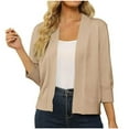 thumbnail image 1 of Penkiiy Cardigan Court à Manches 3/4 Ouvert pour Femmes TG Kaki, 1 of 5