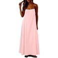 thumbnail image 5 of Holiday Dress Women Ndbuld Ladies' Casual And Fashionable Solid Color Sleeveless Camisole Dress Pink XXL, 5 of 6