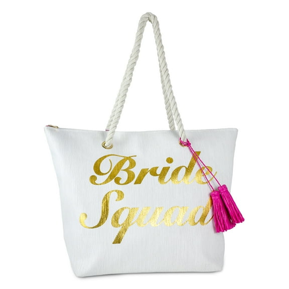Magid Straw "Bride Squad" Beach Tote