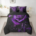 thumbnail image 2 of Homewish Valentine'S Day Rose 7-Piece Bedding Comforter Set,Romance Flower Floral King Bedding Sets,Purple Sequin Print Bed Sheets For Men Women,Luxury Bedroom Decor Reversible, 2 of 8