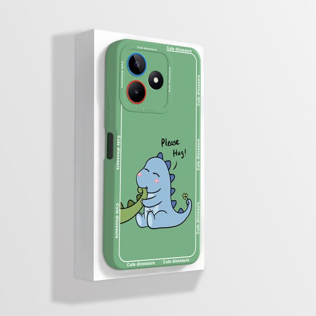 For Realme Note 50 Case RMX3834 Cute Panda Dinosaur Liquid Silicone TPU Soft Cover For OPPO Realme Note 50 Note50 Capas Fundas GreenA03 For Realme Note 50