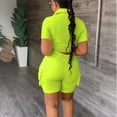 thumbnail image 2 of Women Two Piece Outfits Sets Summer Causal Short Sleeve Button Down Shirt And Shorts Matching Set With Pockets, 2 of 3