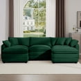 thumbnail image 2 of 114'' Oversized Modular Cushion Sofa with Portable Ottoman, L-Shaped Corner Spacious Sectional Sofa Set, 25'' Deep Seating, for Home Apartment Living Room, Green, 2 of 9