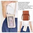 thumbnail image 5 of Bolsos cruzados pequeños para mujer, bolsos de cuero para teléfono móvil, cartera con cremallera, marrón, 5 of 5