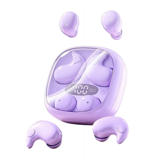 2-Pack Sleep Earbuds for Sleeping, Noise Cancelling Bluetooth Headphones for Side Sleepers with Charging Case-Purple