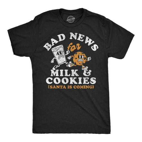 Mens Funny T Shirts Its A Bad Day For Milk And Cookies Sarcastic Christmas Graphic Novelty Tee For Men Graphic Tees