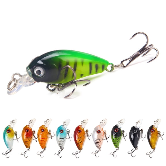 1.8-inch ABS Plastic Mini Minnow Hard Bait Crankbait Lure Kits Fishing Lures for Bass, Trout, Pike with Treble Hooks, 9 Piece Set