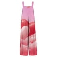 thumbnail image 5 of Fgvctg Valentine's Day Women's Overalls Wide Leg Pant Date Night Spaghetti Straps Adjustable Love Heart Print Jumpsuit Sleeveless Bib Overalls Sprimg Rompers Clothes With Pockets Watermelon Red XL, 5 of 5