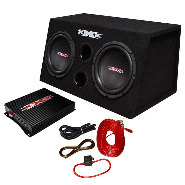 Bundle XBX1000B 10" 1000W Car Subs+Amplifier+Amp Kit+Sub Box Audio Bass