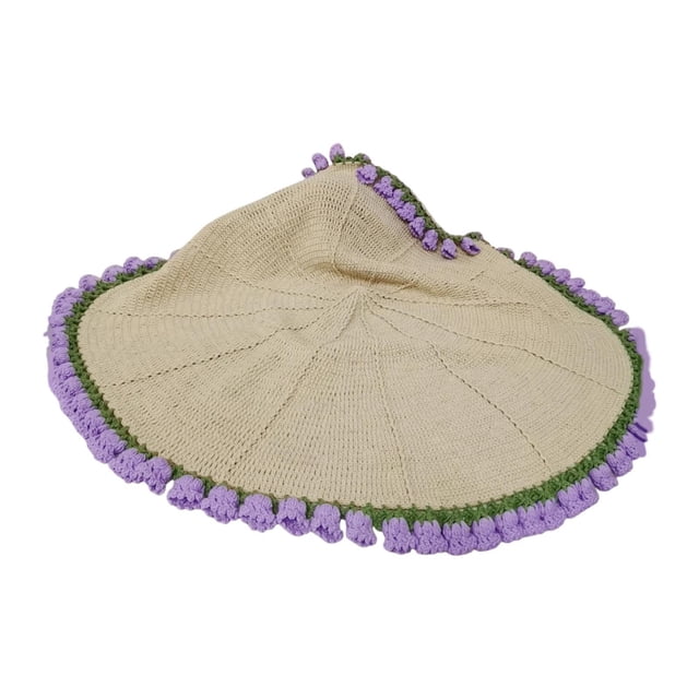 Kit de crochet de manta de flores, bricolaje para ramo elegante regalos kit de inicio de crochet juego de tejido de tejido para adultos iniciales Caqui Morado