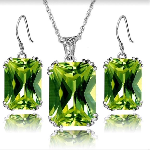 TIHLMK Crystal Necklace for Women Ladies Colored Crystal Cubic Zirconia Retro Earrings Necklace Set