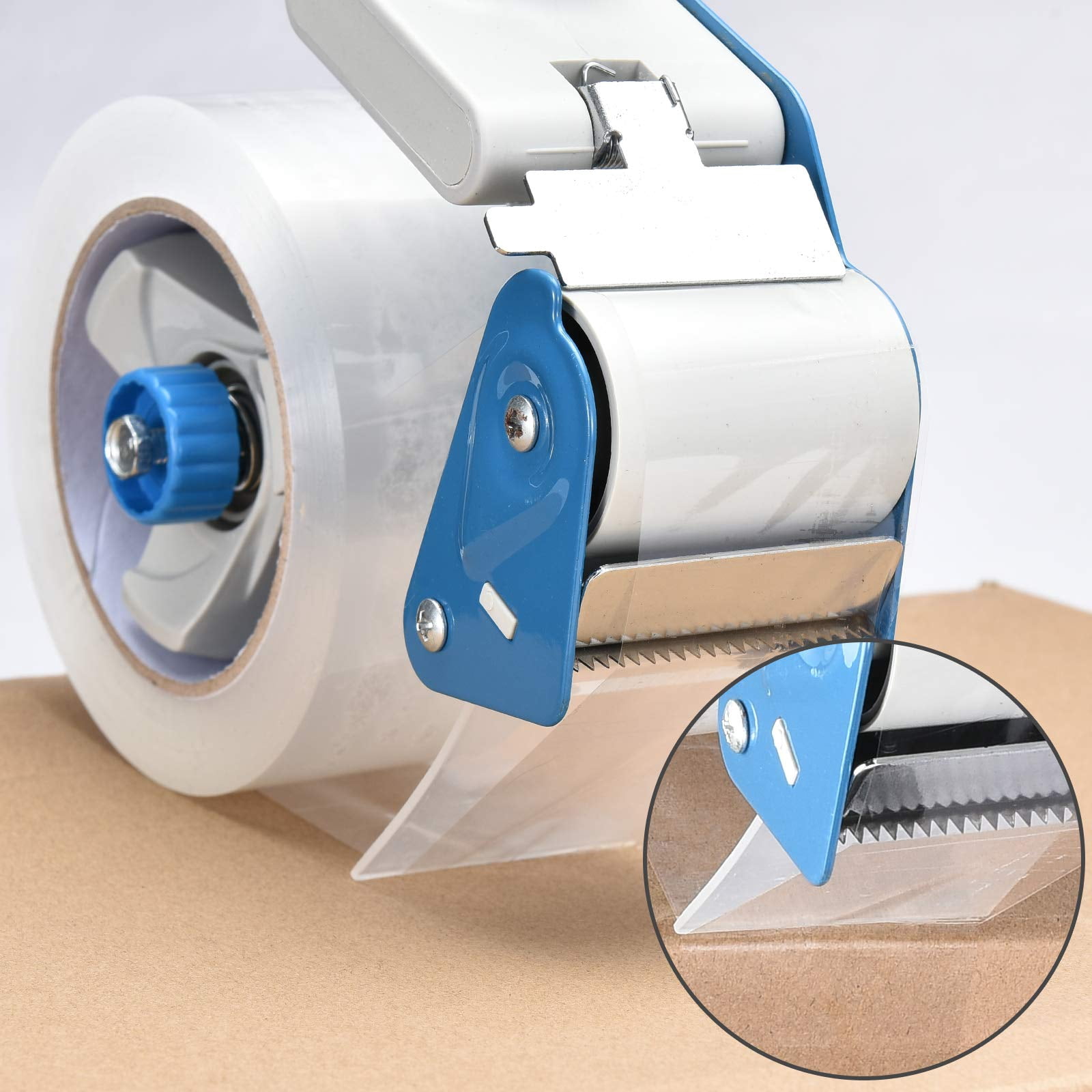 2 Inch Tape Gun Dispenser, Industrial Side Loading Packing Tape Dispenser, Heavy Duty Carton Sealing Tool for Warehouse Office Moving, Blue