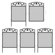 5pcs Panel Metal Garden Fence Tall Pet Dog Playpens Edging Fencing with Lockable Gate, 23.6x43.3inch