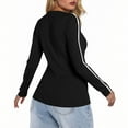thumbnail image 4 of Htigea Workout Tops for Women Color Block Crew Neck Long Sleeve Y2k Shirts Soft Comfy Slim Fit Athletic Tees Black M, 4 of 4