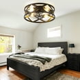 thumbnail image 5 of Bella Depot 20" Industrial Black Flush Mount Ceiling Fan with Light and Remote 6-Speed Reversible DC Motor, 5 of 14